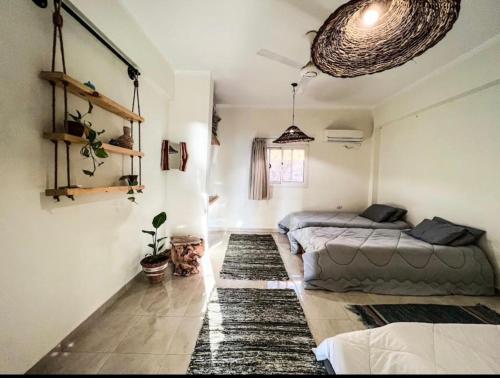 um quarto com uma cama e um tapete em Locanda Dahab em Dahab