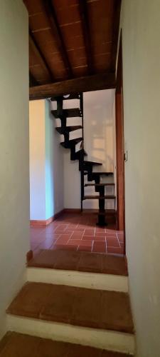 a hallway with a spiral staircase in a house at Tuscan home in the heart of Chianti in Greve in Chianti