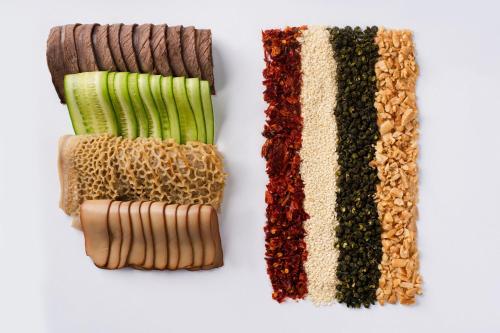 a collage of different types of nuts and seeds at Chengdu Marriott Hotel Financial Centre in Chengdu
