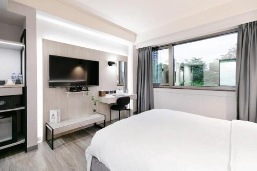 TV a/nebo společenská místnost v ubytování Dolamanco Hotel