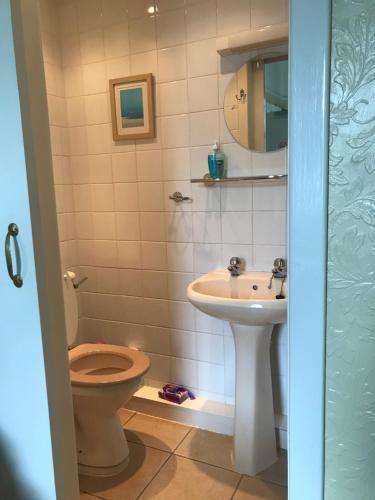 a bathroom with a toilet and a sink at Seamore House in Moffat