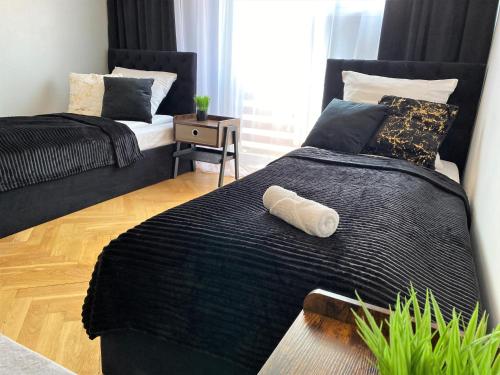 Apartament ul. Botanicznaにあるベッド