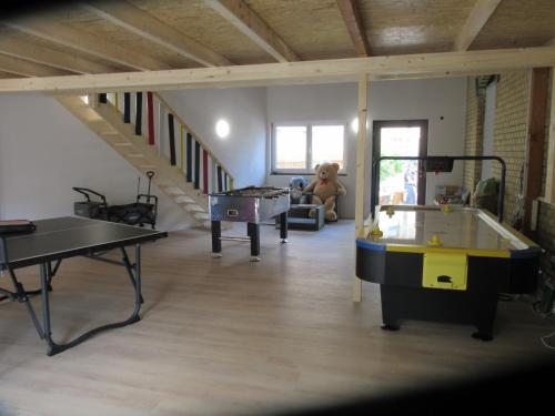 a living room with two ping pong tables in it at Ferienanlage Markus Nitsch in Bärenstein