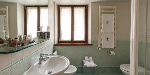 a bathroom with a sink and a toilet at Il Roncal Wine Resort - for Wine Lovers in Cividale del Friuli