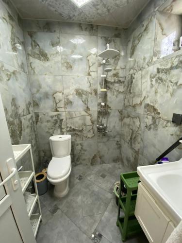 a bathroom with a toilet and a sink at Dream House Oguz in Oğuz