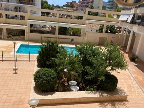 an apartment building with a swimming pool and plants at PLAZAMAYOR in Calpe