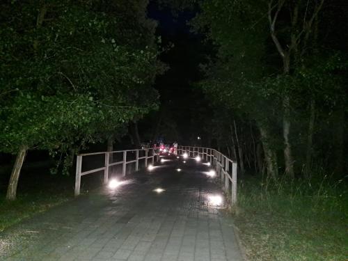 a group of lights on a road at night at Adriella apartments in Bibione