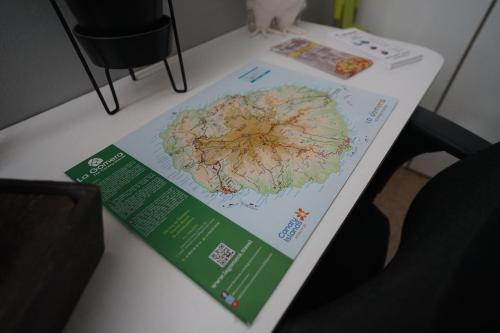 a white table with a map on top of it at Apartamentos Mesa in Valle Gran Rey