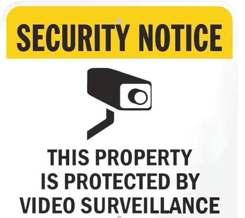 a sign that reads security notice is protected by video surveillance at Villa catalina Bora 2 Resort in Nabas