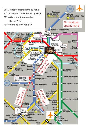 a map of the subway in china at Nice family studio in villa Sceaux 600m RER B direct to Notre-Dame in Sceaux