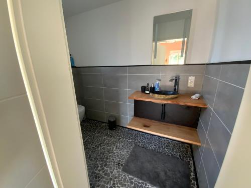 a bathroom with a sink and a mirror at Well-being in Eifel in Nettersheim