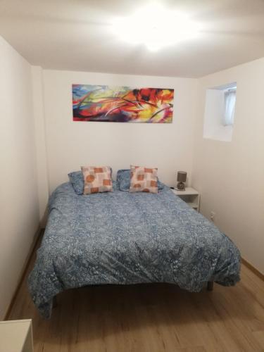 Postel nebo postele na pokoji v ubytování Appartement avec terrasse entre vignes, balades, Alsace