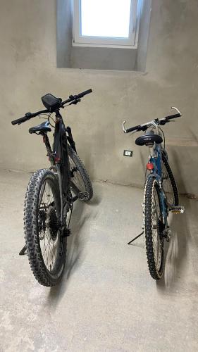two bikes parked next to each other in a room at CASA VACANZE BASTIANI in Novaledo