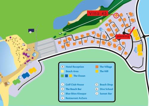 a map of the villas at villas at Villa at Blue Bay Resort with stunning view in Willemstad