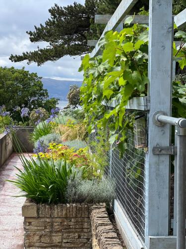 a garden with flowers on the side of a house at Merrion Hotel in Llandudno