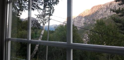 a window with a view of a mountain view at Stalheim Fjord og Fjellhytter in Stalheim
