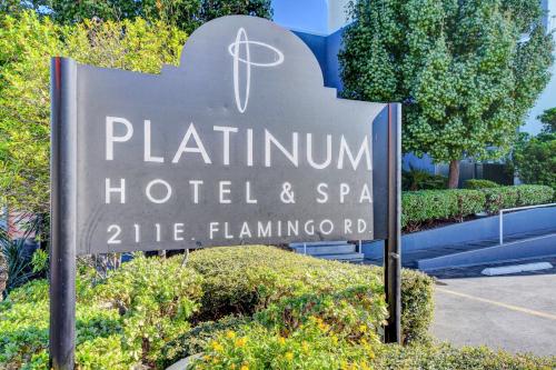 a sign for the plantation hotel and spa at Ultimate Las Vegas Getaway One Bedroom Suite with Balcony, Kitchen, Gym, Pool & Free Parking in Las Vegas