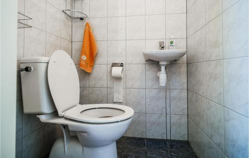 łazienka z toaletą i umywalką w obiekcie 4 Bedroom Cozy Home In Zonnemaire w mieście Zonnemaire