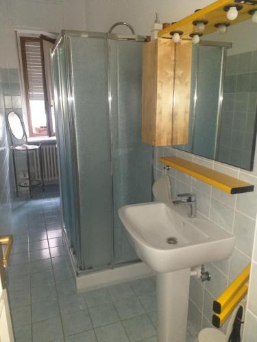 a bathroom with a sink and a shower at B&Bvintage5bis in Turin