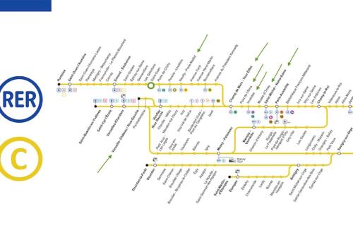 a map of a subway line with the text rec at Renovated Charming Apt Ideal to visit Paris in Clichy