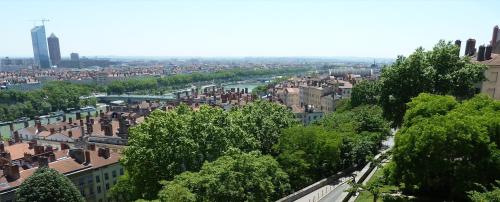 a view of a city with a river and buildings at Résidence Villemanzy in Lyon