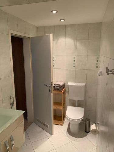 y baño con aseo y lavamanos. en My scandinavian home, en Sarajevo