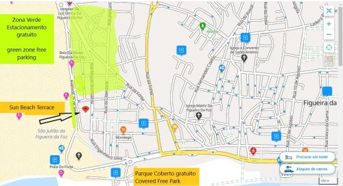 a map showing the location of a park at SBT Sun Beach Terrace "The best house" in Figueira da Foz