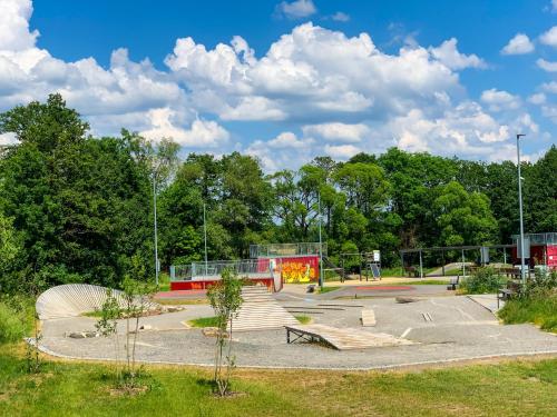 a park with a skate park with a playground at Ferienhaus Rhön-Auszeit in Bischofsheim an der Rhön