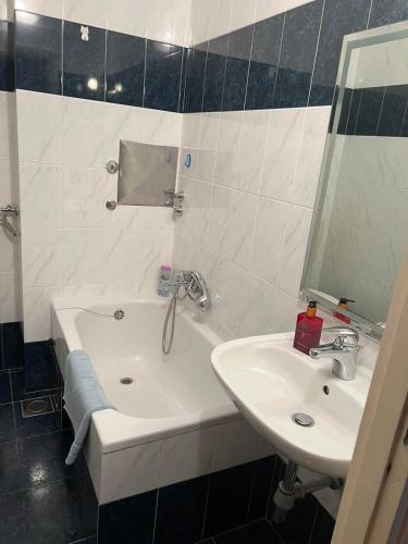 a bathroom with a sink and a bath tub and a sink at Domestico apartment in Rijeka