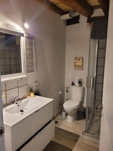 a bathroom with a sink and a toilet at LA CARABA 