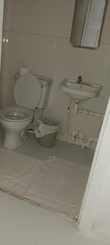 a bathroom with a toilet and a sink at Julian Guest House in Georgetown