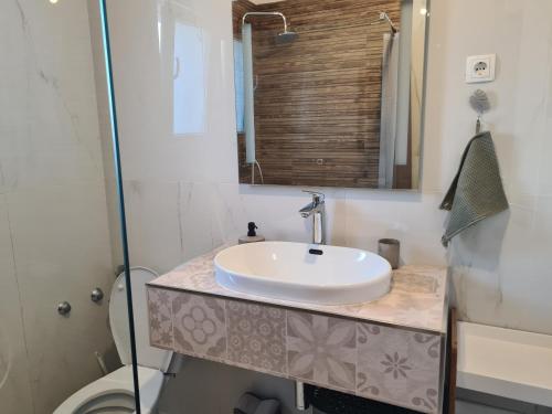 łazienka z umywalką i toaletą w obiekcie Apartman Lena w mieście Zadar