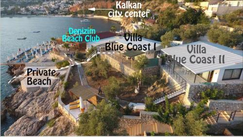 a rendering of a resort on a hill next to the water at Villa Blue Coast I & II wBeach and Great Sea View - KALKAN in Kas