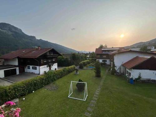 an aerial view of a yard with a soccer goal at Berge, Wandern, Erholung pur! Fewo Tinka-Haus Katja in Bad Hindelang