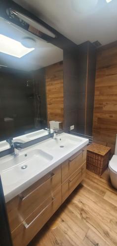 La salle de bains est pourvue d'un lavabo blanc et de toilettes. dans l'établissement Stylish apartment in Tegueste, à Tegueste