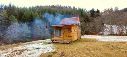 本赫沃的住宿－Unique off-grid cabin in raw nature: Bucephalus，田野中间的小木屋