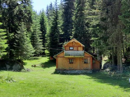 a small wooden house in a field with trees at Isov Ranch in Plav