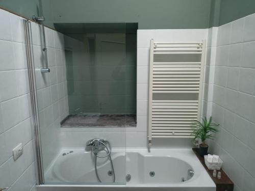 uma casa de banho com banheira e chuveiro em (Sferisterio) Casa Carmen con idromassaggio em Macerata