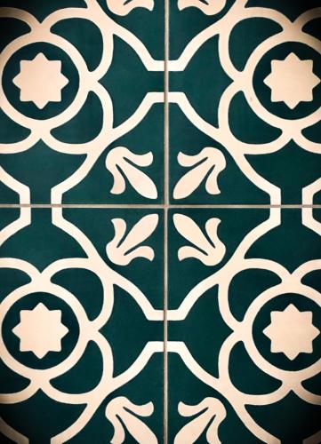a green and white tile floor in a bathroom at STRAPALU' in Fondi
