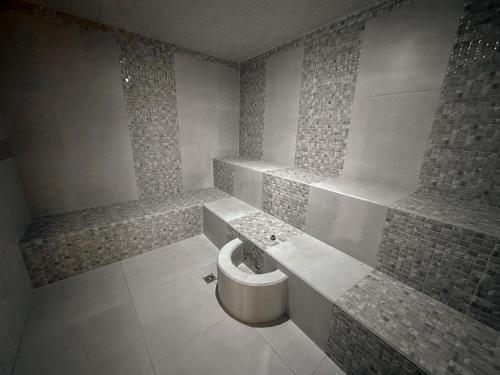 a bathroom with a toilet and a sink at Grand Hotel Santa Ana in Cuenca