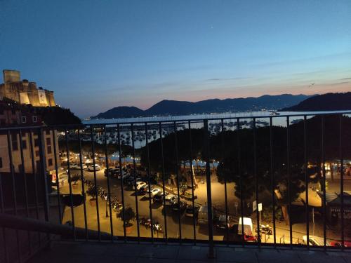 a view from a balcony of a parking lot at La soffitta sul golfo in Lerici