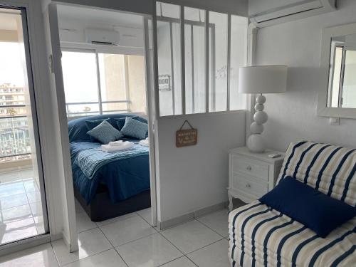 Katil atau katil-katil dalam bilik di T2 vue mer Canet Plage - Le Petit Paradis
