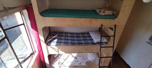 ajar view of a bunk bed in a tiny house at BEER&BEER in Valparaíso