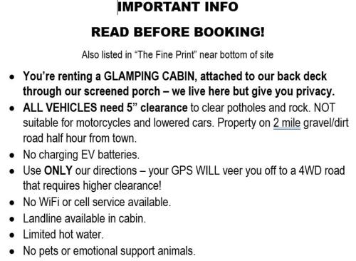 ein Screenshot einer Seite mit einem Screenshot einer Textbox in der Unterkunft The Owl's Perch in Robbinsville