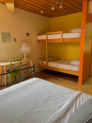 a bedroom with two bunk beds in a room at Auberge Internationale de Rivière-du-Loup O76381 in Rivière-du-Loup