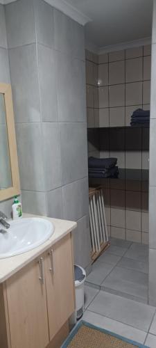 a bathroom with a sink and a shower at Santos 27 Mossel Bay in Mossel Bay