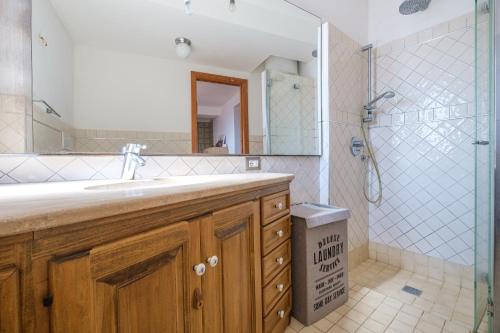 bagno con lavandino e doccia di Appartamento Oleandro a Città di Lipari