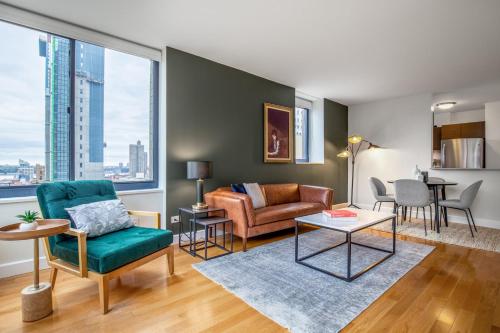 A seating area at Midtown 1BR w Pool Gym Parking nr Times Sq NYC-378