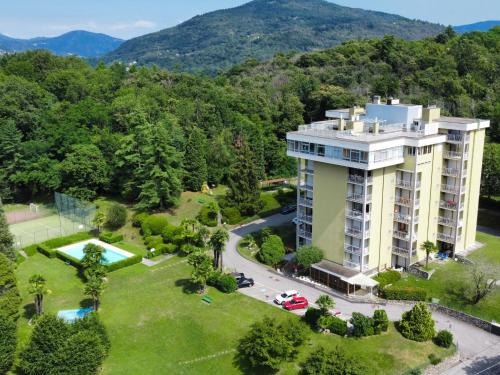 an aerial view of a building with a park at Apartment Euroville-1 by Interhome in Germignaga