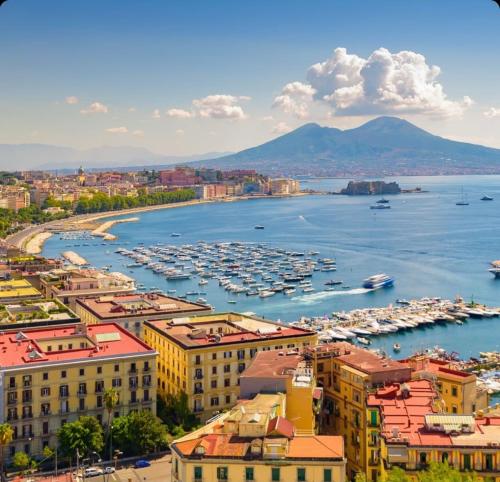 a view of a harbor with boats in the water at Apartment NAPOLI MARADONA in Naples